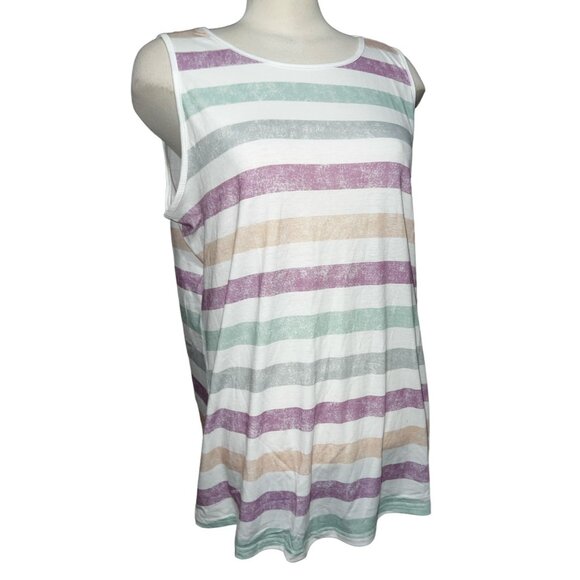 BloomChic Striped Soft Casual Crew Neck Tank Top Sz 14/16 (XL) Womens Plus Multi - Picture 1 of 7